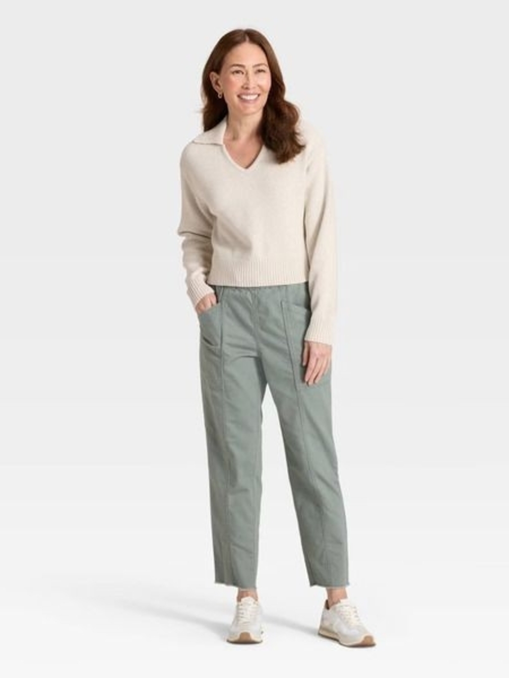 Universal Thread Oatmeal Collared V-Neck Pullover Sweater L